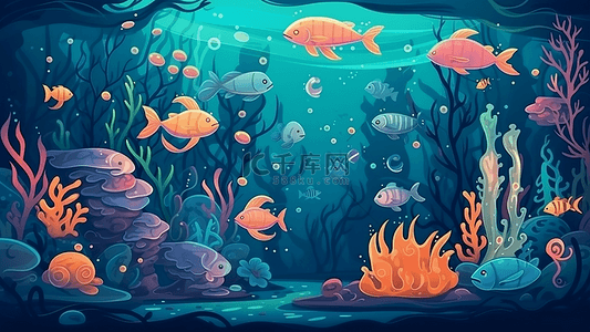 海底世界海鱼插画背景