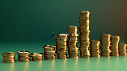 經融背景图片_3D 渲染成功的金融投资概念，货币价值不断增加