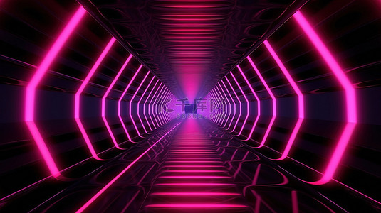 空间速度背景图片_黑暗 3D 空间背景上光滑的霓虹灯隧道充满活力的粉红色光线
