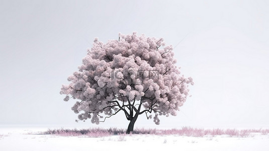 白色背景上的花树令人惊叹的 3d 自然渲染