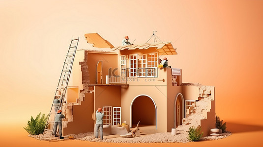 数字化工作背景图片_创建 3D 房屋渲染工作中的才华横溢的设计师
