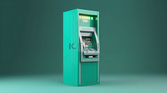 金融投资理财图标背景图片_简约的 atm 机，带有 3d 渲染的银行和硬币