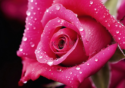 跳绳前景背景图片_前景中带有水滴或水滴的玫瑰花的特写视图
