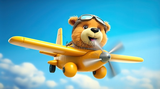 滑稽的背景图片_滑稽的 3D 犬类飞行员在天空中航行