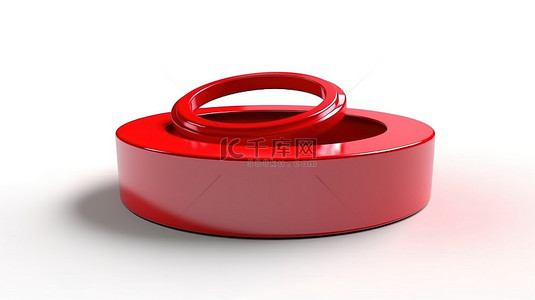 白色背景，带有专为戒指设计的红色礼品盒的 3D 渲染