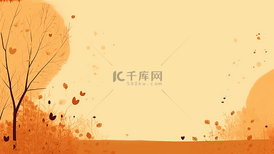 黄色枫叶树林背景图片_秋天景色背景插画