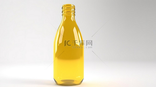 简单黄色背景图片_3d 渲染中带有简单黄色瓶子的孤立白色背景