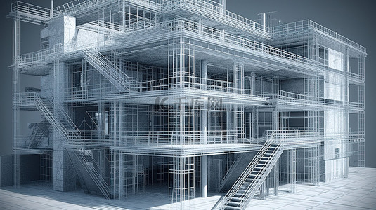施工图背景图片_3d 渲染中建筑结构的可视化