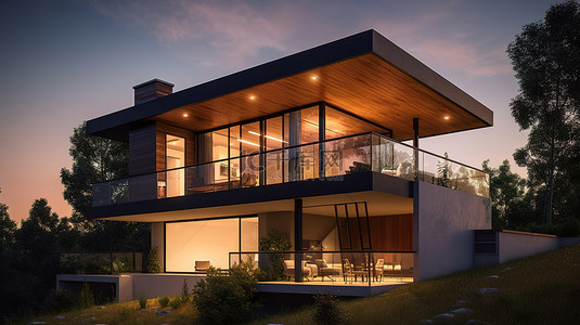夏日家居背景图片_令人惊叹的 3D 可视化现代豪宅