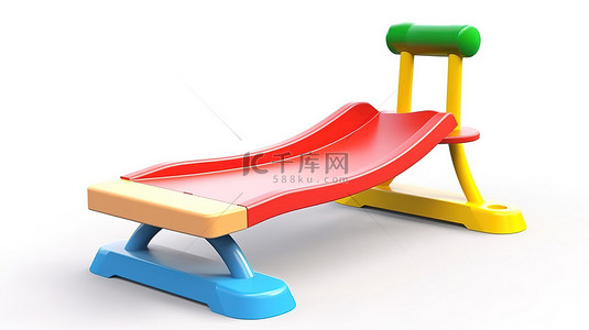 充满活力的 3d 跷跷板游乐场玩具，适合儿童，逼真且与白色隔离