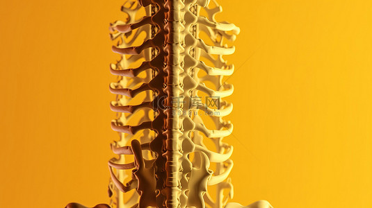 脊髓灰质炎背景图片_黄色背景 3d 脊柱渲染