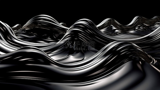 紫渐变流体背景图片_液体抽象 3d 模拟中的黑水波