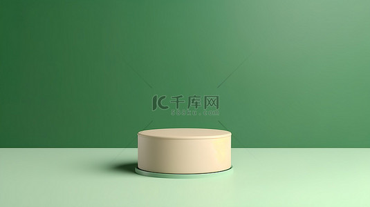 奶绿色背景图片_带有绿色圆柱形盒子的奶油色讲台是创新产品理念和创造力的完美画布3D 渲染
