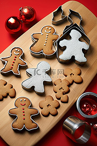 天麻饼干背景图片_圣诞饼干模具 船上摆放的饼干模具和装饰品