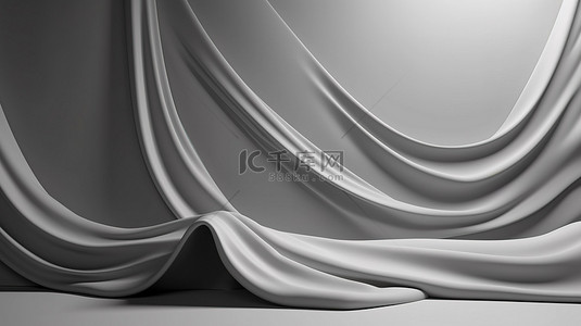 线精致背景图片_柔软的灰色曲面布墙的光滑精致的 3d 渲染