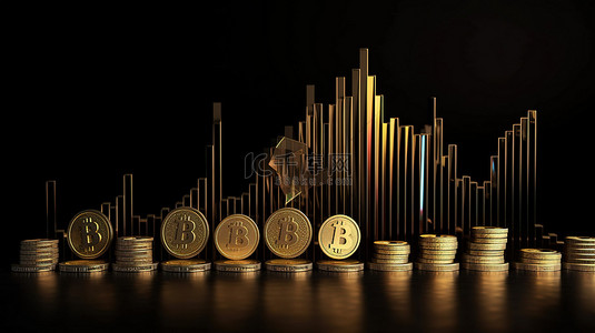 金币上升背景图片_摩尔多瓦的区块链 3d 渲染图表显示前 10 大加密货币正在上升