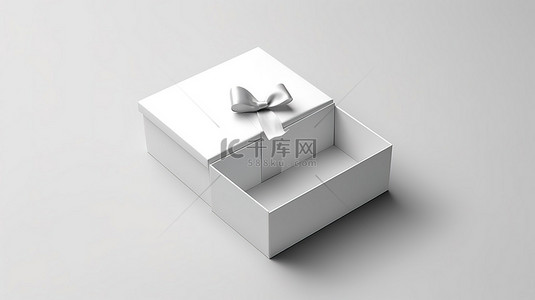 空的白色礼品盒，带开盖，以 3D 形式单独站立
