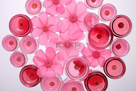 插花玻璃瓶背景图片_粉紅色的插花