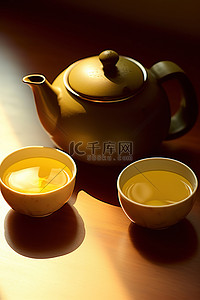 柠檬茶柠檬背景图片_一壶茶和一杯柠檬茶