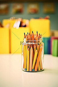教室里的蜡笔蜡笔罐