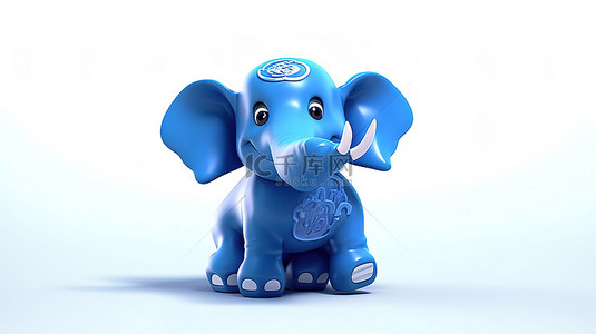 大象图腾背景图片_欢快的 3D 大象拿着欧元符号，有趣的插图