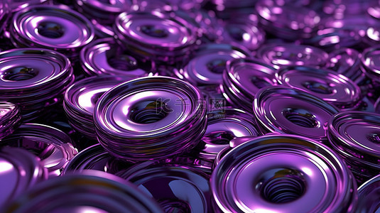 海报圆圈背景图片_抽象 3D 渲染紫色金属圆形形状照亮了构图