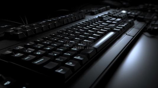 带有版权符号的黑色键盘的 3d 渲染非常适合商业和技术概念