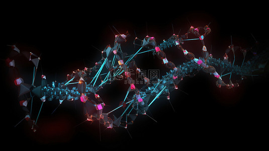分子药物背景图片_用强大的药物在神秘的黑色背景上对抗一种新的 dna 3d 渲染