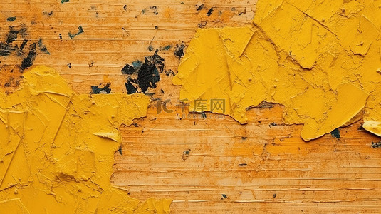 划痕板上的黄色抽象纹理是 3D 渲染中木软木石膏的融合