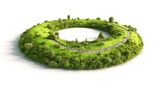绿色经营背景图片_无限地球上孤立的绿色草原无尽环境概念的 3D 插图
