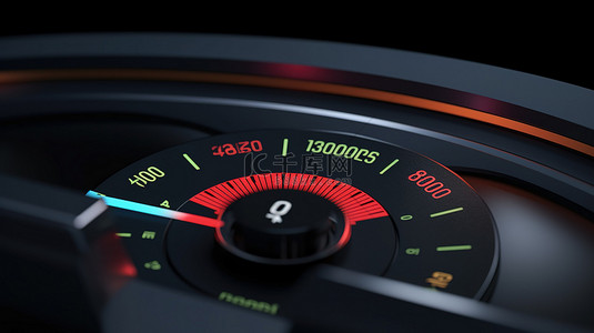 车速表信用评级量表低风险概念，以 20 标记处的 3D 控制面板图标和指示器说明