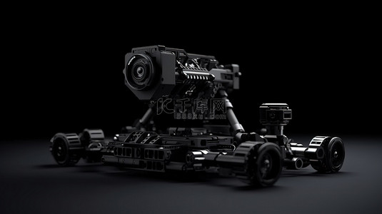 3d机器人视频背景图片_滑块多莉配备黑色机器人相机 3d 渲染