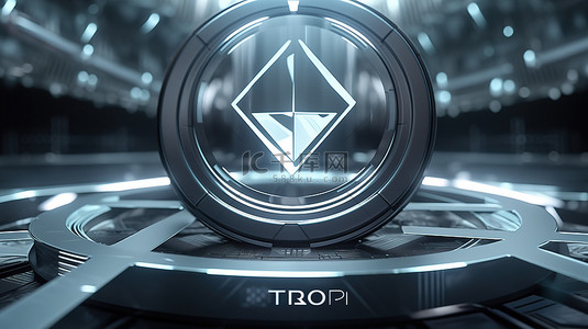 卡通风格 3d 渲染银 trx 或 tron cryptocurrency 硬币