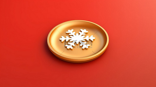 雪花会徽闪闪发光的雪花图案设置在红金背景下