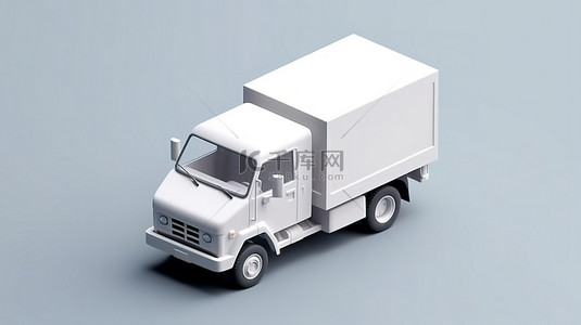 等距纸背景图片_送货卡车图标的插图简单风格等距 3D 渲染