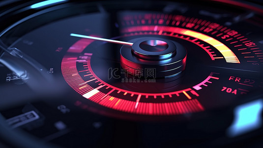 车速表信用评级量表的高风险概念 3D 插图圆形控制面板图标