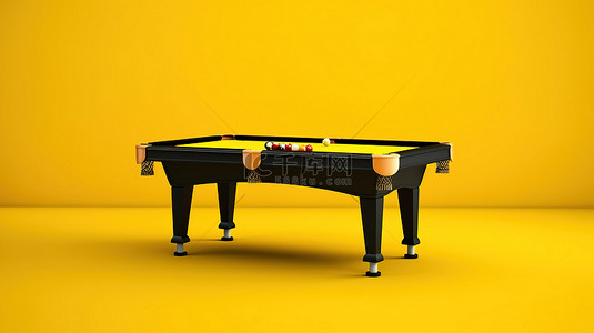 桌球背景背景图片_黄色背景隔离台球桌以 3D 呈现