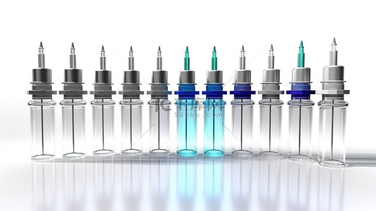 疫苗医疗背景图片_白色背景下疫苗瓶和注射器的 3d 渲染