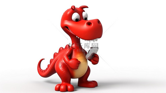 中秋搞笑图片背景图片_拿着电话的搞笑 3D 红色恐龙