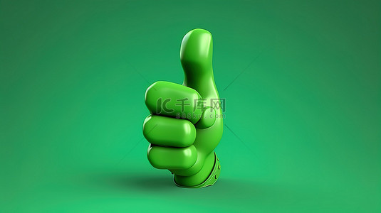 触碰卡通背景图片_带有食指插图的卡通手指的绿色 3D 渲染
