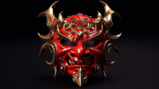 恶魔角背景图片_3d 魔鬼面具的插图