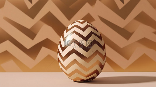 米色墙壁上的金色 V 形复活节彩蛋非常适合您的春季卡设计 3D 渲染