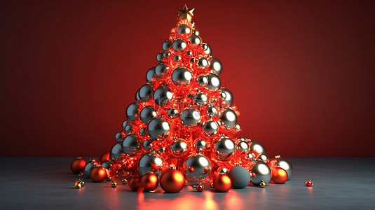 圣诞平安夜背景背景图片_3D 装饰树和小玩意的圣诞装饰品
