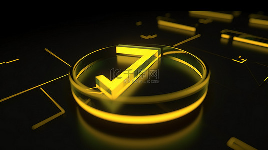 3d 渲染中带有控制下轮廓方向符号的黄色 3d 箭头图标