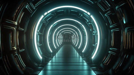 华丽的科幻隧道，令人惊叹的 4k 超高清 3D 插图