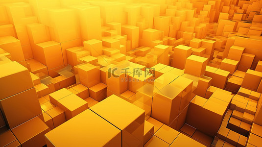 科技水流背景图片_黄色 3d 渲染中的时尚渐变抽象几何背景