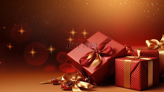 新年金色背景图片_圣诞节礼物方形