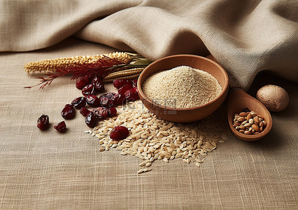 食品食品背景图片_燕麦坚果和种子