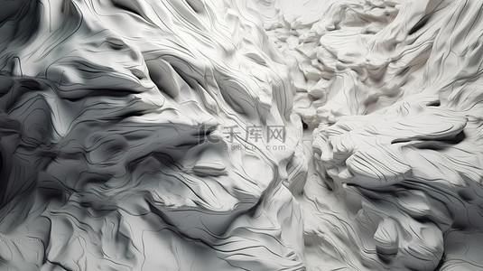 白色墙壁纹理背景背景图片_抽象 3d 渲染岩石表面上的白色石头纹理