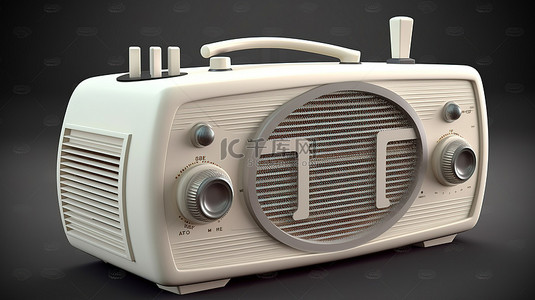 天音科技背景图片_3D 白色设计的复古收音机